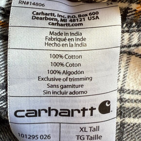 Carhartt Plaid Relaxed Fit Shirt/Jacket Size X-Large Tall - Picture 4 of 5